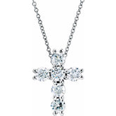 14K White 1 1/6 CTW Natural Diamond Cross 18" Necklace